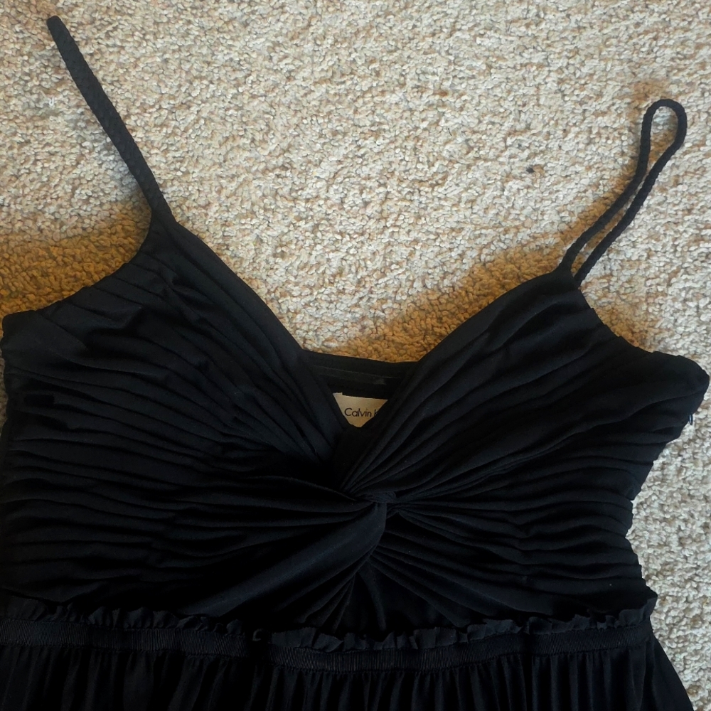 Calvin Klein Black Midi Dress with Spaghetti Straps